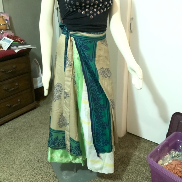 PURE 100% INDIA SILK SARI WRAP SKIRT~HANDMADE - Picture 2 of 7